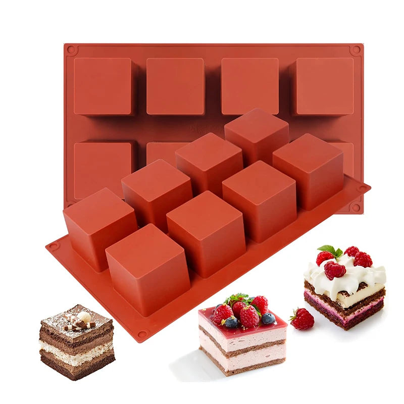 Forma de Silicone Quadrada para Bolos, Brownies e Mousses