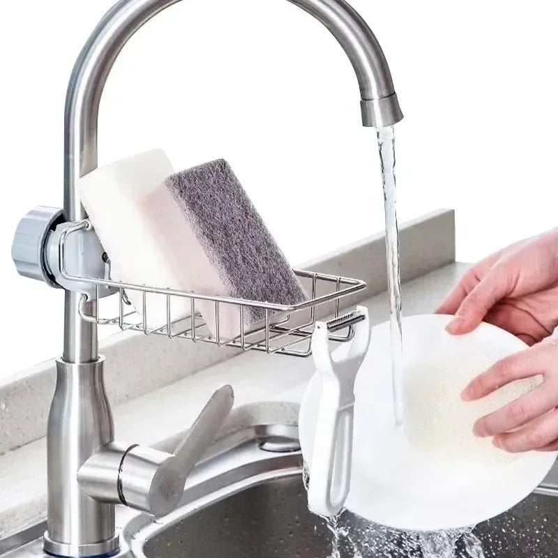 Porta Esponja em Aço Inoxidável com Fixação Ajustável