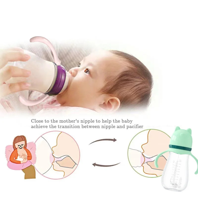 Conjunto de Mamadeiras com Alça e Bico de Silicone